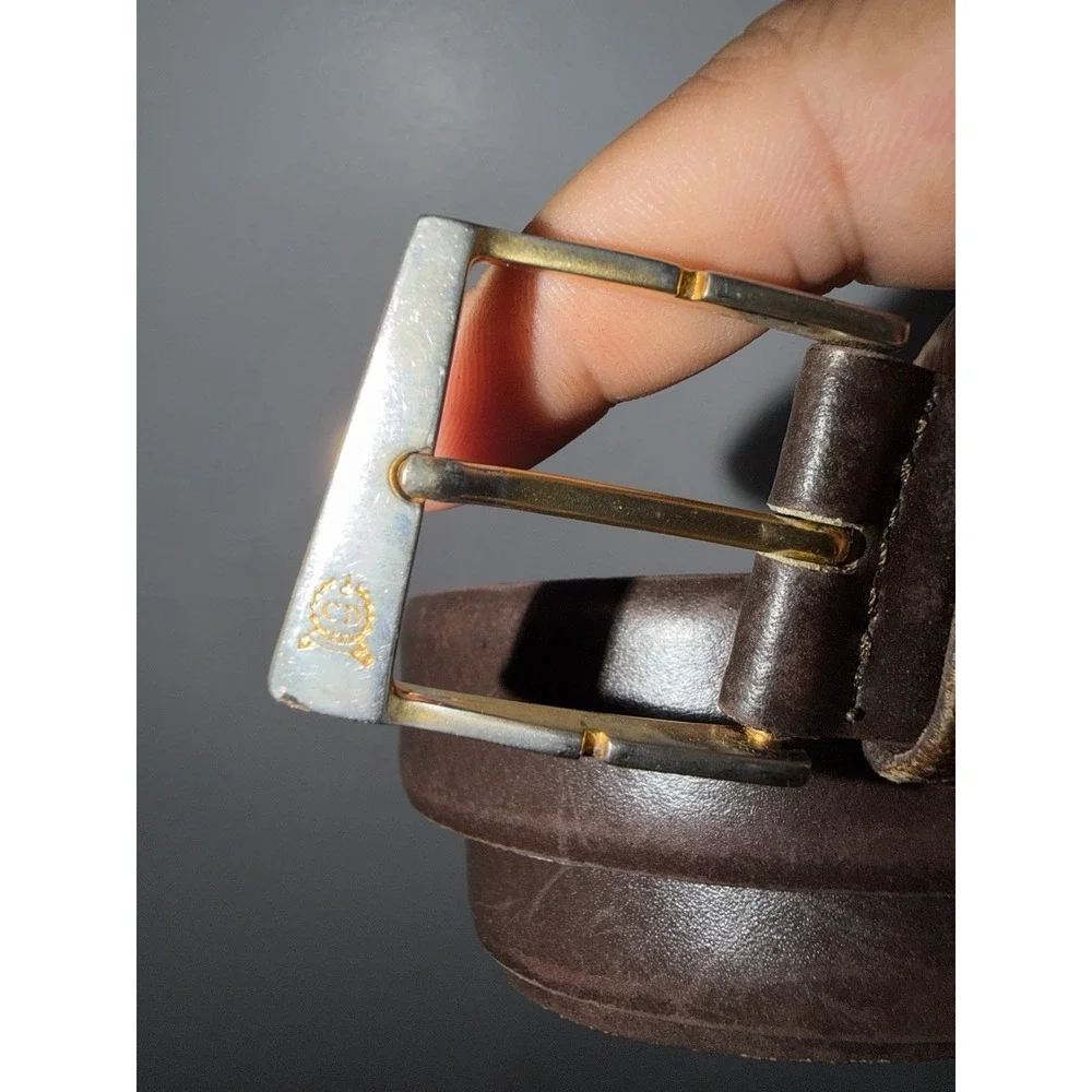 Vintage Christian Dior Belt Brown Split‎ Leather 90/36 Made In Spain *READ*